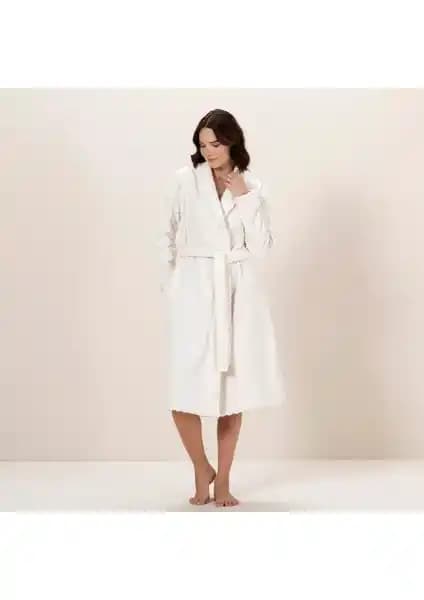 Chakra Zigzag Kadın Bornoz Ekru: Rahat ve Şık Günlük Kullanım İçin Uygun Tasarım