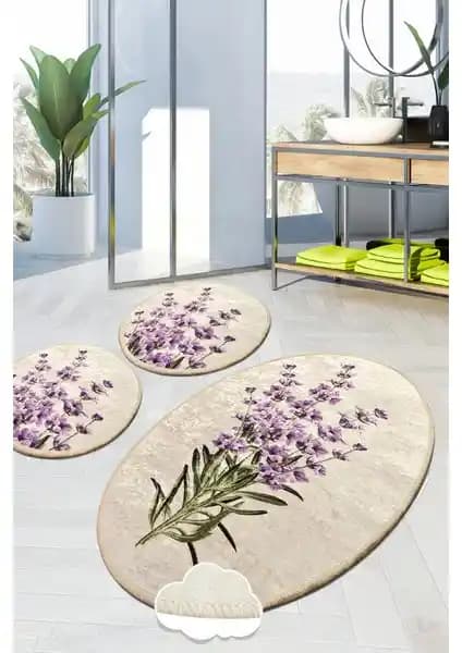 Chilai Home Lavender Djt 3'lü Banyo Halısı Seti Estetik ve Güvenlik Sunar