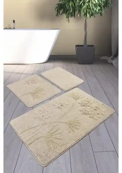 Chilai Home Orkide Bej 3'lü Banyo Takımı Seti: Modern ve Dayanıklı Banyo Dekorasyonu İçin