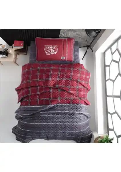 Clasy Ranforce Yatak Örtüsü Tek Kişilik Campus V1 Bordo Modern ve Çok Amaçlı Kullanım İçin