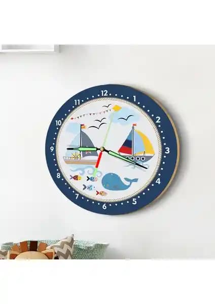 Çocuk Odası Dekorasyonunu Yeniden Tanımlayan Fosforlu Denizci Temalı Duvar Saati