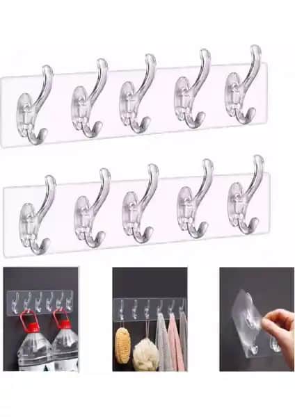 Çok Fonksiyonlu Şeffaf Duvar Askısı Seti: Güçlü Yapışkan ve Estetik Tasarım