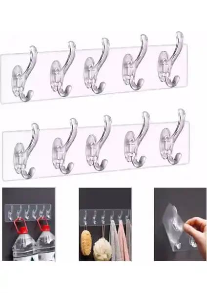 Çok Fonksiyonlu Şeffaf Duvar Askısı Seti: Güçlü Yapışkan ve Estetik Tasarım