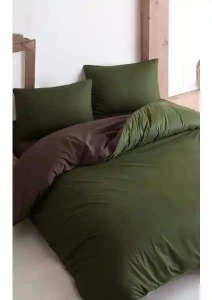 Colorpool Go Earth Koyu Yeşil-Kahverengi Pamuklu Nevresim Takımı Doğal ve Şık Tasarım