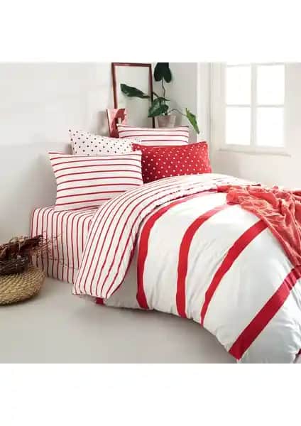 Coté Blanc Simple Line Kırmızı Pamuk Ranforce Battal Boy Nevresim Takımı Özellikleri ve Kullanım Avantajları