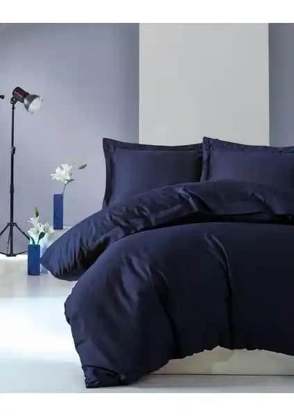 Cotton Box Çift Kişilik Saten Nevresim Takımı Elegante Lacivert 83 Tel Dayanıklı ve Şık Tasarım