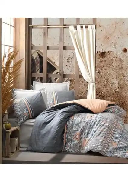 Cotton Box Etnich Nevresim Takımı Çift Kişilik Gri Renkle Şıklık ve Konfor Sunar
