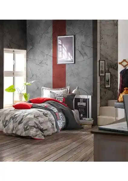 Cotton Box Rock Kırmızı Tek Kişilik Nevresim Takımı, Modern ve Renkli Genç Odası Tasarımı