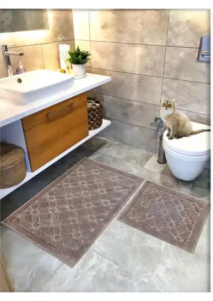 Cotton Crafty %100 Pamuk Dokuma Banyo Paspas Seti Doğal ve Çevre Dostu Tasarım