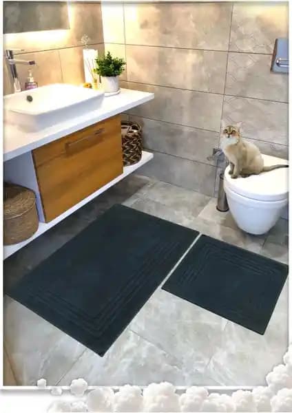 Cotton Crafty %100 Pamuk Dokuma Banyo Paspas Seti Doğal ve Sürdürülebilir Malzemelerle Güvenli Kullanım