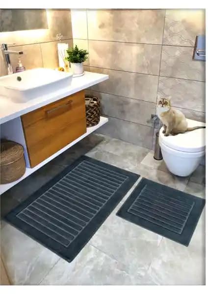 Cotton Crafty %100 Pamuk Dokuma Banyo Paspas Seti Estetik ve Çevre Dostu Tasarım