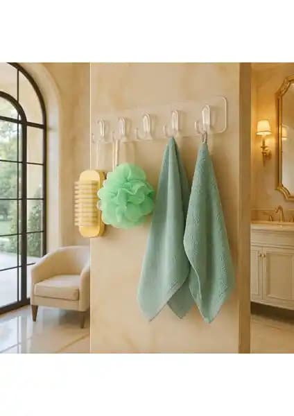 Davet 5'li Kendinden Yapışkanlı Şeffaf Kapı ve Duvar Askısı En Uygun Fiyatla