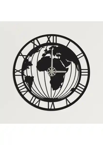 Dekadron Dünya Haritalı Metal Duvar Saati: Modern ve Şık Tasarım ile Dayanıklılık