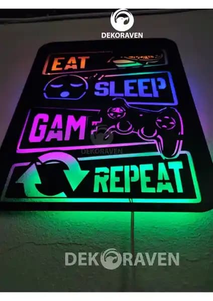 Dekoraven Gamer Tablo Renkli LED Işıklarla Enerjik ve Şık Duvar Dekorasyonu