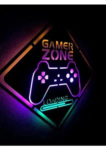 Dekoraven Gamer Zone LED Işıklı Tablo: Modern ve İşlevsel Oyun Odası Dekorasyonu