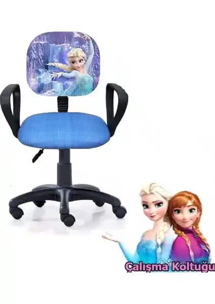 Depolife Elsa Frozen Desenli Çocuk Çalışma Koltuğu, Dayanıklı ve Ergonomik Tasarım