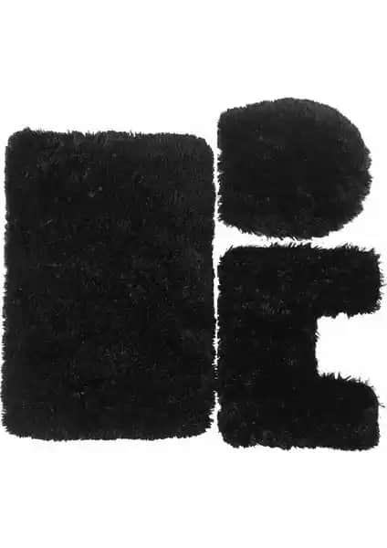 Doğuş Peluş Halı Tavşan 3'lü Klozet Takımı Siyah: Konfor ve Estetiğin Uyumuyla Banyo Dekorasyonu