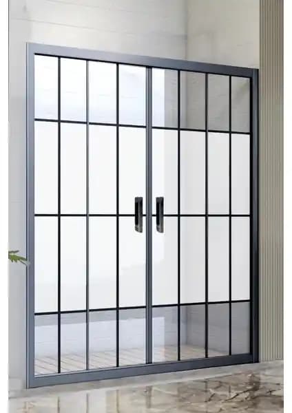 Durul Duşakabin 105 cm Siyah Profil Buzlu Cam 190 cm Yükseklik Modern Tasarım