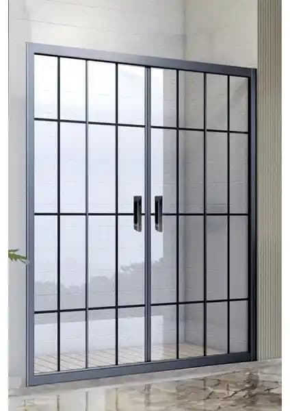 Durul Duşakabin Ön Cephe 5mm Siyah Çizgi Yükseklik 190cm Modern ve Şık Banyo Tasarımı