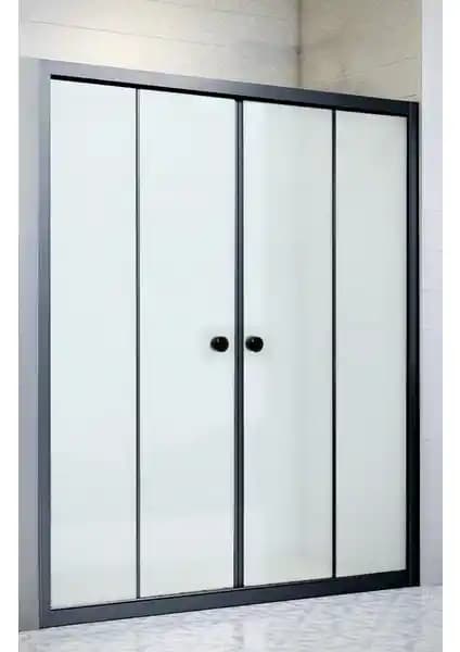 Durul Duşakabin Ön Cephe Siyah Buzlu 4mm Cam 180cm Yükseklik ve 115cm Genişlik