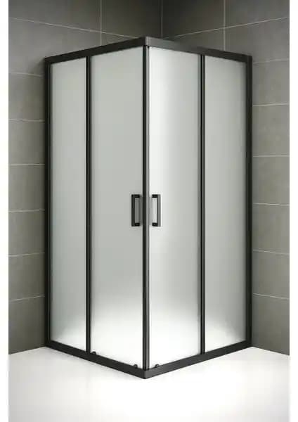 Durul Kare Siyah Duşakabin 5mm Buzlu Cam ile Modern ve Dayanıklı Banyo Çözümü