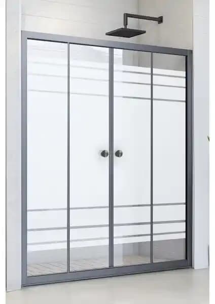 Durul Siyah Profil Desenli Camlı Duşakabin Modern ve Fonksiyonel Banyo Çözümü