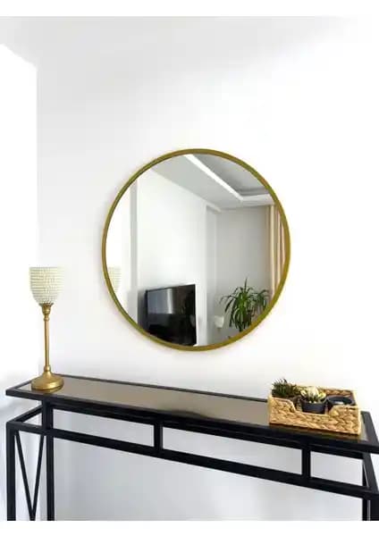Effe Yapı Dekor Gold Metal Çerçeveli 70 cm Yuvarlak Ayna – Modern ve Şık Tasarım