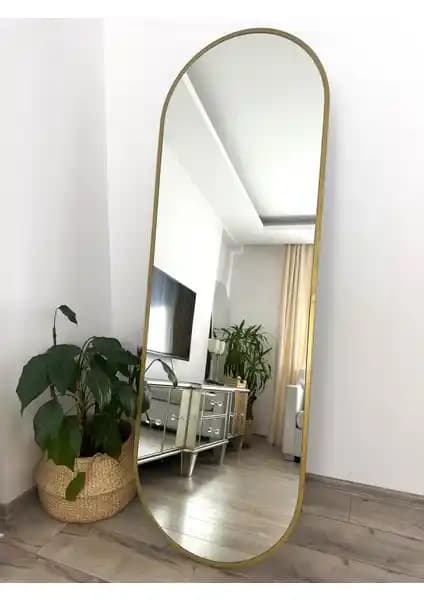 Effe Yapı Dekor Gold Metal Çerçeveli Elips Model Ayaklı Boy Aynası Ürün Özellikleri ve Dekorasyona Katkısı