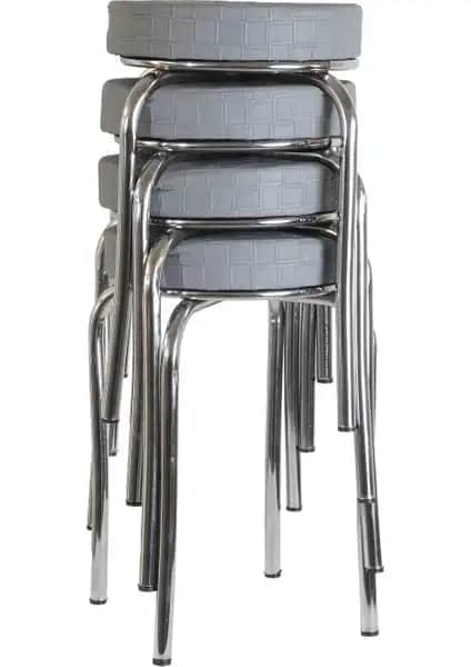 Ekip Metal Gri Deri Tabure Modern ve Dayanıklı Oturma Çözümü