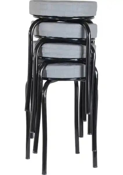 Ekip Metal Siyah Ayaklı Gri Deri Tabureler: Modern Tasarım ve Dayanıklılık Özellikleri