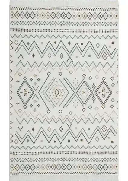 Eko Halı Arya Ar 05 Bej Mavi Pamuk Kilim Modern ve Çevre Dostu Tasarım