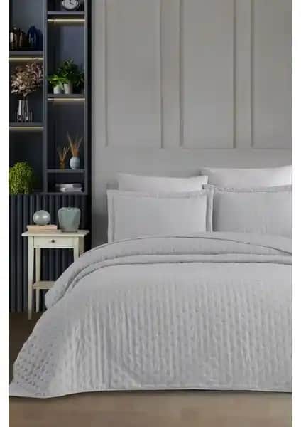 Elart Helena Gri Çift Kişilik Yatak Örtüsü Seti Modern ve Şık Tasarım