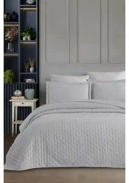 Elart Helena Gri Çift Kişilik Yatak Örtüsü Seti Modern ve Şık Tasarım