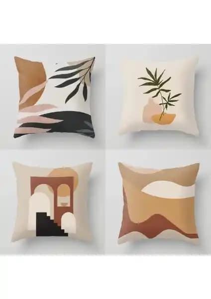 Enc Home Çift Taraflı Baskılı 4'lü Tasarım Kırlent Kılıfı – Estetik ve Dayanıklı Dekoratif Ürün