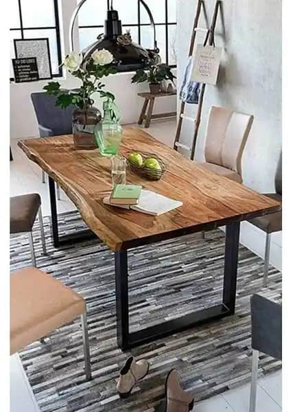 Enjoy Life Ahşap Kütük Yemek Masası: Doğal ve Şık Tasarım ile Dayanıklı Mobilya Ürünü