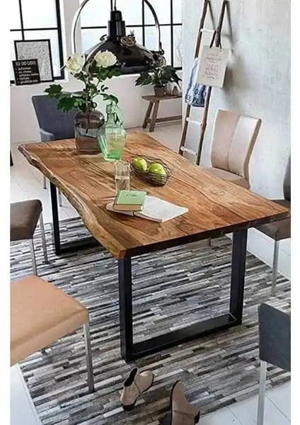 Enjoy Life Ahşap Kütük Yemek Masası: Doğal ve Şık Tasarım ile Dayanıklı Mobilya Ürünü