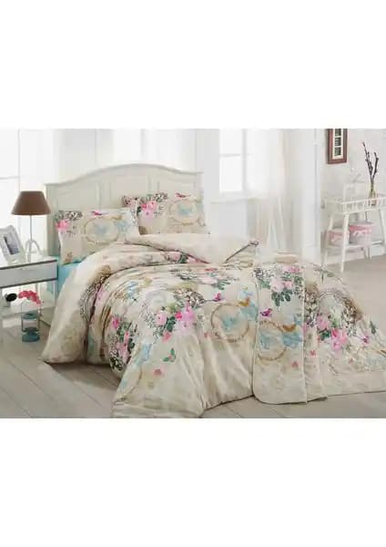 Enlora Home Angel Bej Çift Kişilik Kolay Ütülenir Nevresim Takımı