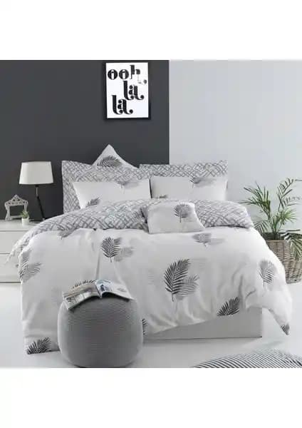 Enlora Home Mature Nevresim Seti Çift Kişilik Gri Daması Desenli ve Kırışıklık Dayanıklı