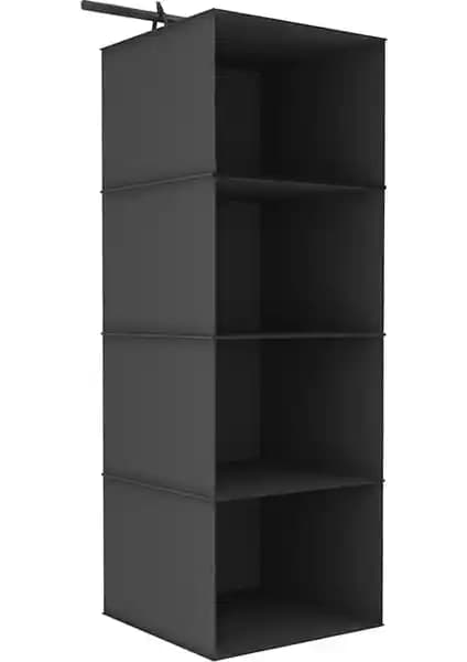 Enzelo Siyah Dolap Düzenleyici Organizer 4 Raflı Pratik ve Estetik Çözüm