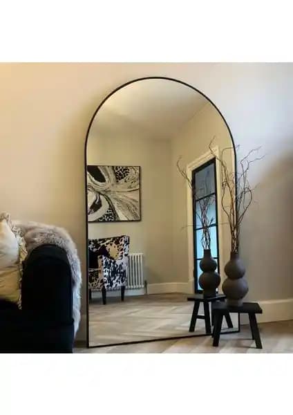 Ersan Dizayn 100x180 cm Oval Metal Çerçeveli Boy Aynası Modern İç Mekan Dekorasyonu İçin