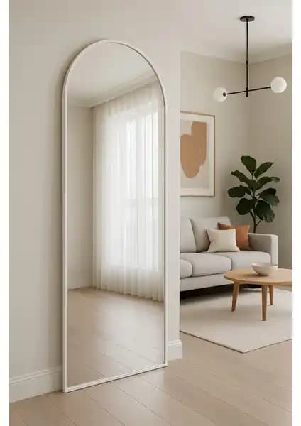Ersan Dizayn Metal Çerçeve Beyaz Ayaklı Boy Aynası: Modern ve Dayanıklı İç Mekan Dekoru