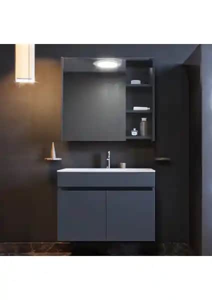 Ertekpa Galata Antrasit Banyo Dolabı Takımı 75 cm Modern ve Fonksiyonel Tasarım