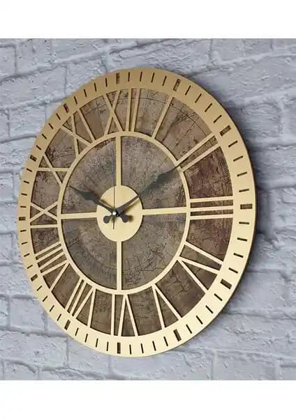 Eski Dünya Haritalı Duvar Saati: Dekoratif ve Fonksiyonel Tasarım Özellikleri