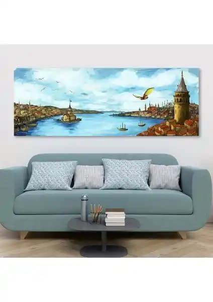 Eski İstanbul Manzarası Panoramik Kanvas Tablo ile Mekânlarınızı Zenginleştirin