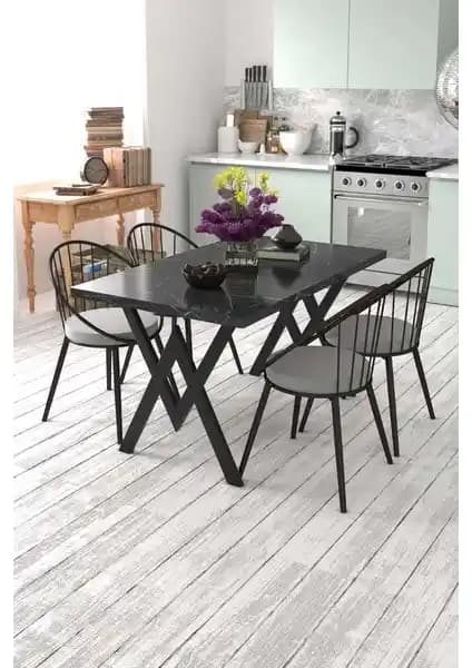 EVDEMO Eylül 4 Kişilik Mutfak Masası Takımı Modern ve Dayanıklı Tasarım