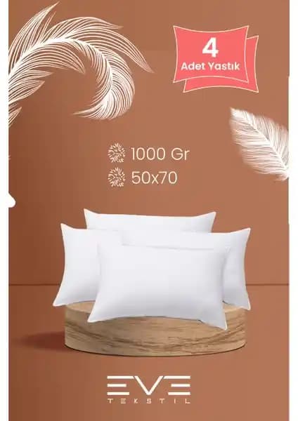 Eve Tekstil 4'lü Rollpack Yastık Seti Mikro Silikon Dolgulu Konforlu Uyku İçin