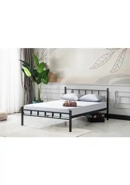 Evger K90 Siyah Metal Karyola: Modern ve Dayanıklı Çift Kişilik Yatak Çerçevesi