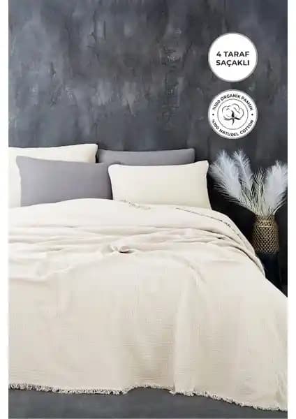 Evlen Home Collection Müslin Pamuk Battal Boy Çift Kişilik Yatak Örtüsü Takımı: Şık ve Konforlu Tasarım