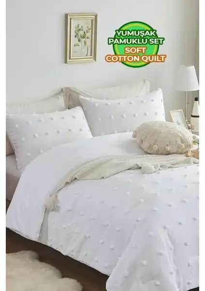 Evlen Home Collection Pamuklu Emmy Yatak Örtüsü Seti: Şık ve Dayanıklı Çok Amaçlı Dekoratif Ürün