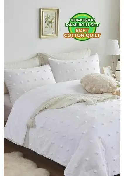 Evlen Home Collection Pamuklu Emmy Yatak Örtüsü Seti: Şık ve Dayanıklı Çok Amaçlı Dekoratif Ürün